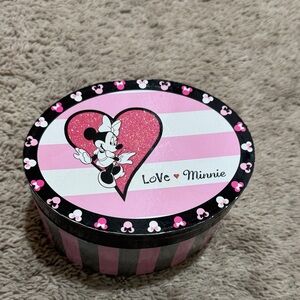 Disney Pink Round Minnie Trinket Box